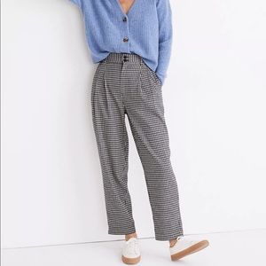 NWT Madewell Pleated Taper Wide-Leg Pants in Houndstooth